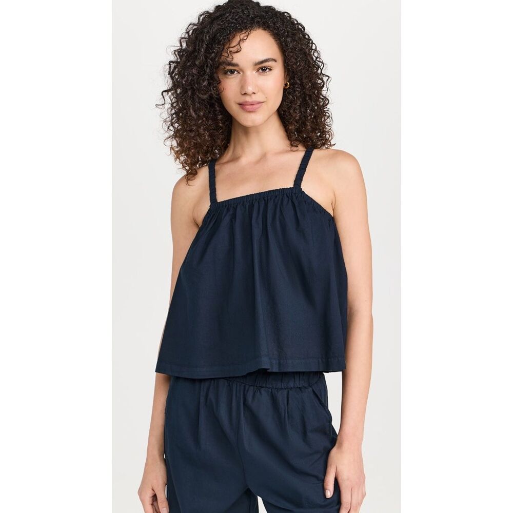 STATESIDE nwt s Anthropologie cotton Linen swing tunic tank black top slip side